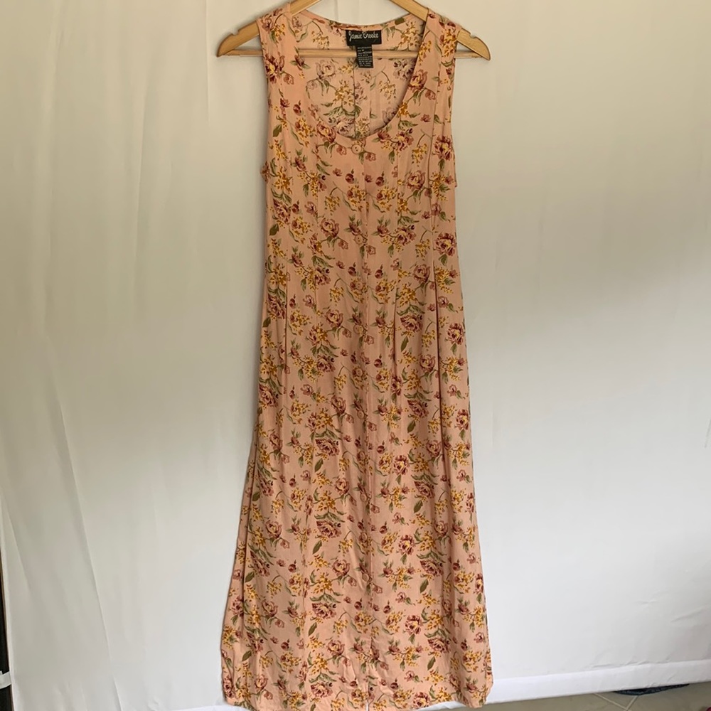 Vintage 90s Button Front Floral Sleeveless Maxi Dress by Jamie Brooke Medium